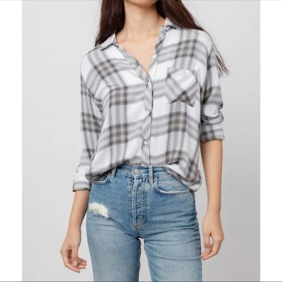 Rails Tops - Rails Hunter Plaid Long Sleeve Shirt Flannel White Ash Mint